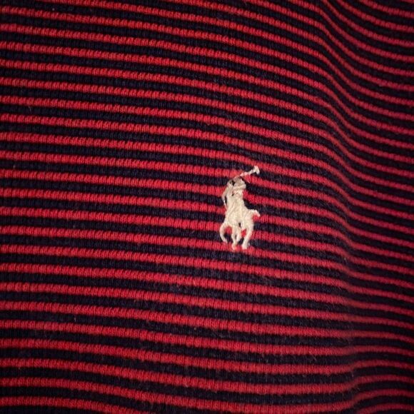 Polo Ralph Lauren Navy & Burgundy Stripe Shirt Size Medium - Picture 3 of 12